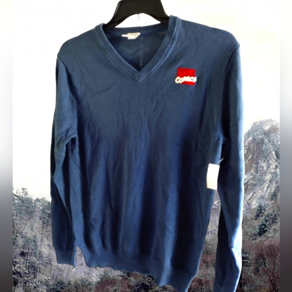 Men's Marvel Comics Blue V-Neck Sweater Size Small NWOT